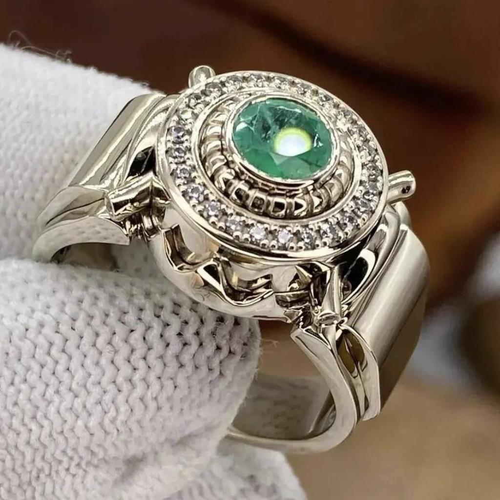 Three Heroes European & American Luxury Men's White Zircon Engagement Wedding Ring