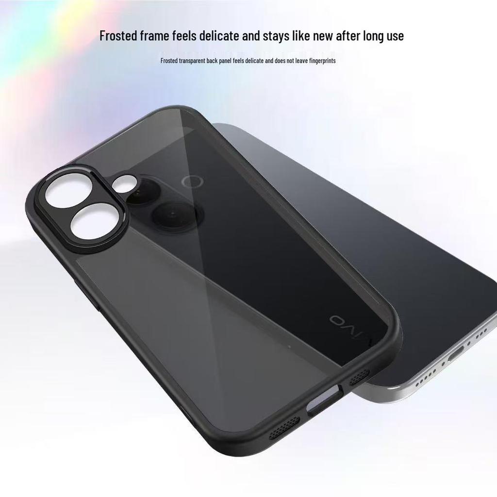 Compatible with VIVO V60lite and OPPO A6 PRO, Frosted Transparent Black Anti-Fall Case