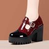 10cm Kleine Größe 32-42 Tiefer Ausschnitt Glattes Leder Mary Janes Damen Plateau Pumps 2025 Herbst Block Hohe Absätze Schuhe Büro Modell