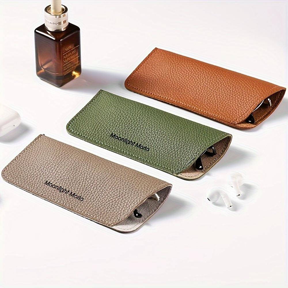 [Premium Eyeglass Case] Premium PU Leather 1pc Eyeglass Case | Portable Soft PU Leather Glasses Pouch with Clip for Women