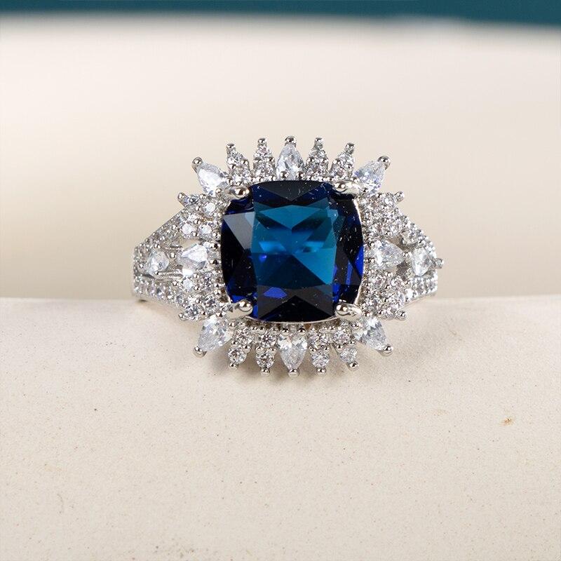 

Bella Box Роскошные синие кольца с кубическим цирконом для свадебной церемонии, вечеринки, модные аксессуары, женские кольца, массивные ювелирные изделия 9 синий