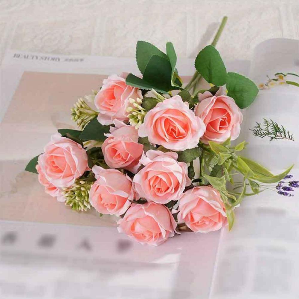 1BUNCH/10 Head Romantic Artificial Roses, Fragrant Concubine Bouquet Wedding DIY Party Home Decoration