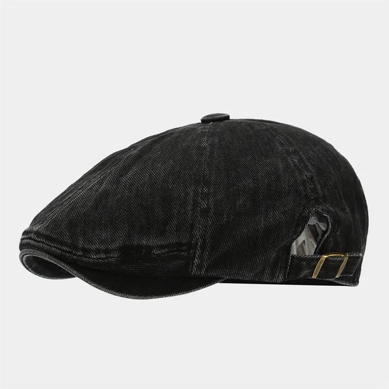 

Spring and Summer Cotton Print Newsboy Caps Men Octagonal Cap Women Painter Beret Hats 105 56-60cm wear чорний