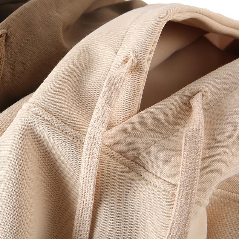 320g Men's Solid Color Loose Cotton Hoodie with Two-way Zipper, Plus Size, Casual Pullover Sweatshirt