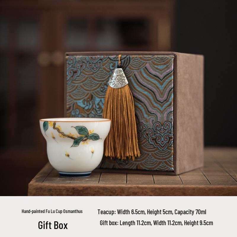 Hand-Painted Jade White Tea Cup Set - Kung Fu Style Porcelain with Gift Box