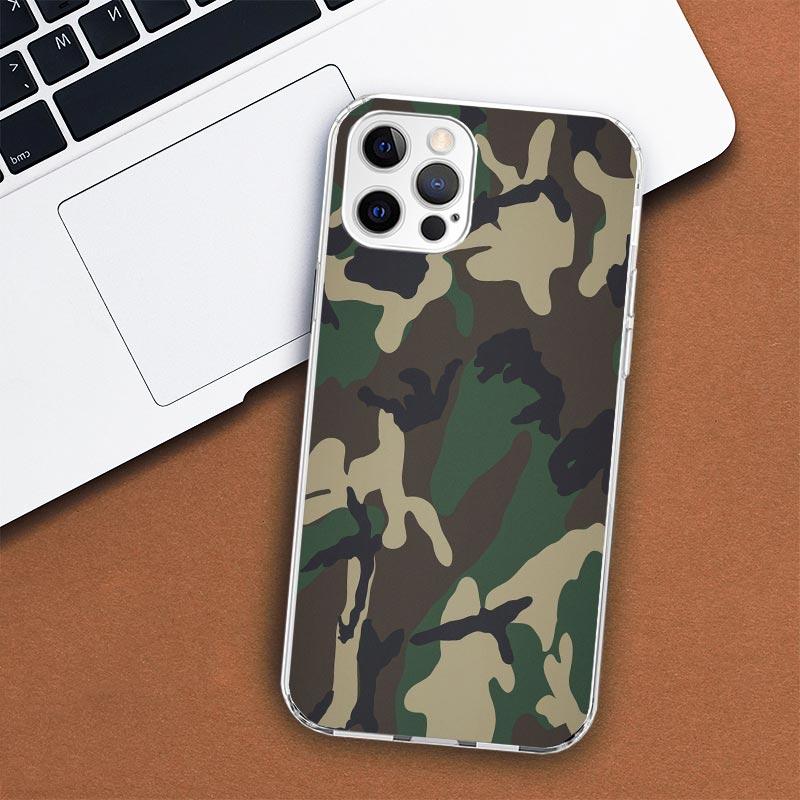Camouflage Military Phone Case For Apple iPhone 11 12 13 15 14 Pro 7 XR X XS Max 8 Plus + Mini SE Customized Print Soft Cover