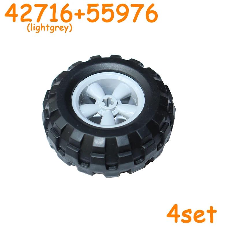 Non-Toxic 56145 42716 55978 15413 70695 Tire Wheel Cross Hole Set Car Truck Wheels Hub Technical Bricks Moc Motorcycle Building Blocks