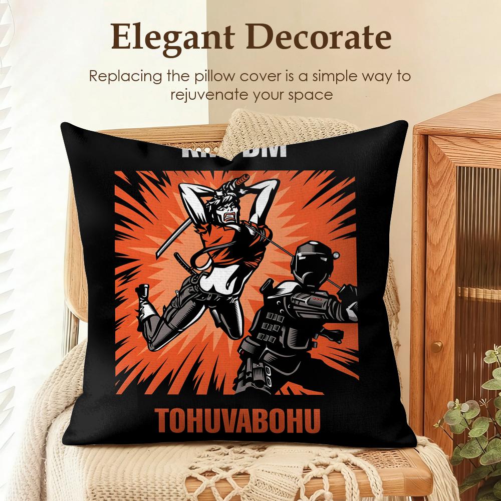 Band KKmfdm Cushion Cover Natural Linen Organic Fabric DoubleSided Printing Sofa Home Decor Gift Pillow Case