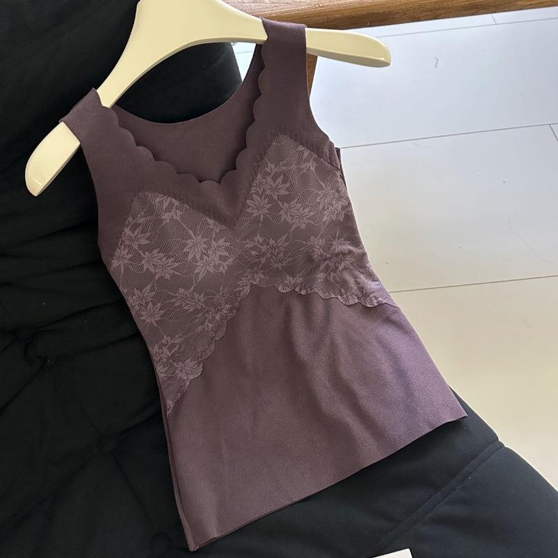 

Бархатный кружевной теплый жилет с V-образным вырезом, с нагрудной подушечкой и боковой поддержкой для женщин XXL: 67.5-80kg фиолетовый/виноградный