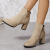 Fashion Women Ankle Boots Large Size Fashion Pointed Shoes for Women Side Zipper Stretch Middle Heel Short Boots Women Botas De Mujer