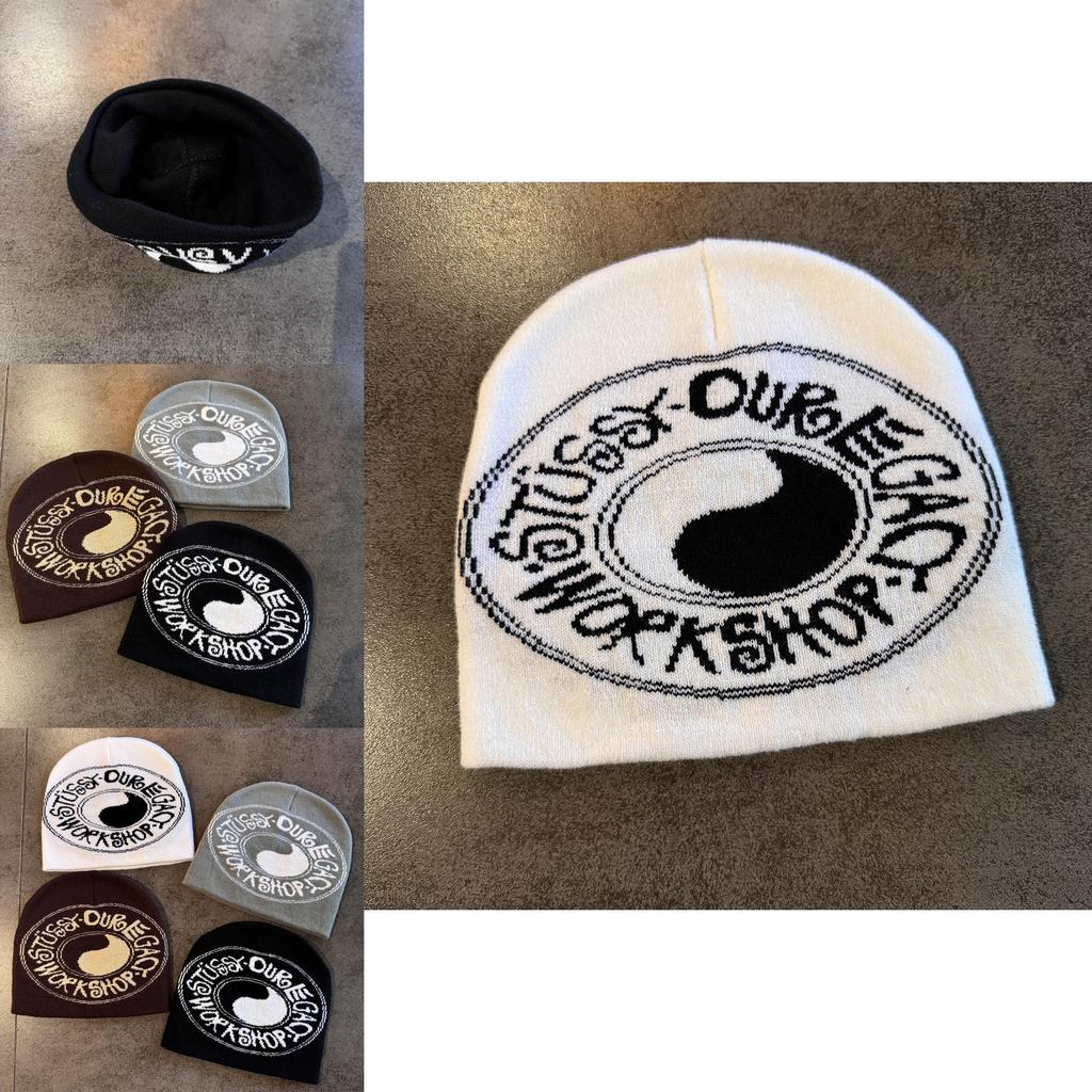 Streetwear Letter Bagua Diagram Knit Hat With Premium Acrylic For Street Fashion