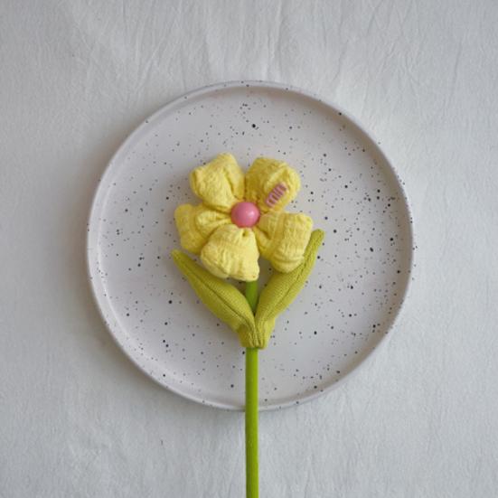 Stuffed Artificial Flower Plush Sunflower Bouquet with Stem Handmade Fake Flower Decoration for Flower Arrangement Wedding Party Birthday Home Decor