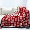 Half Velvet Red Blanket with Tassels Soft and Thick Knit Blanket for Birthday Banquet Multifunctional Plush Shawl for Office Nap