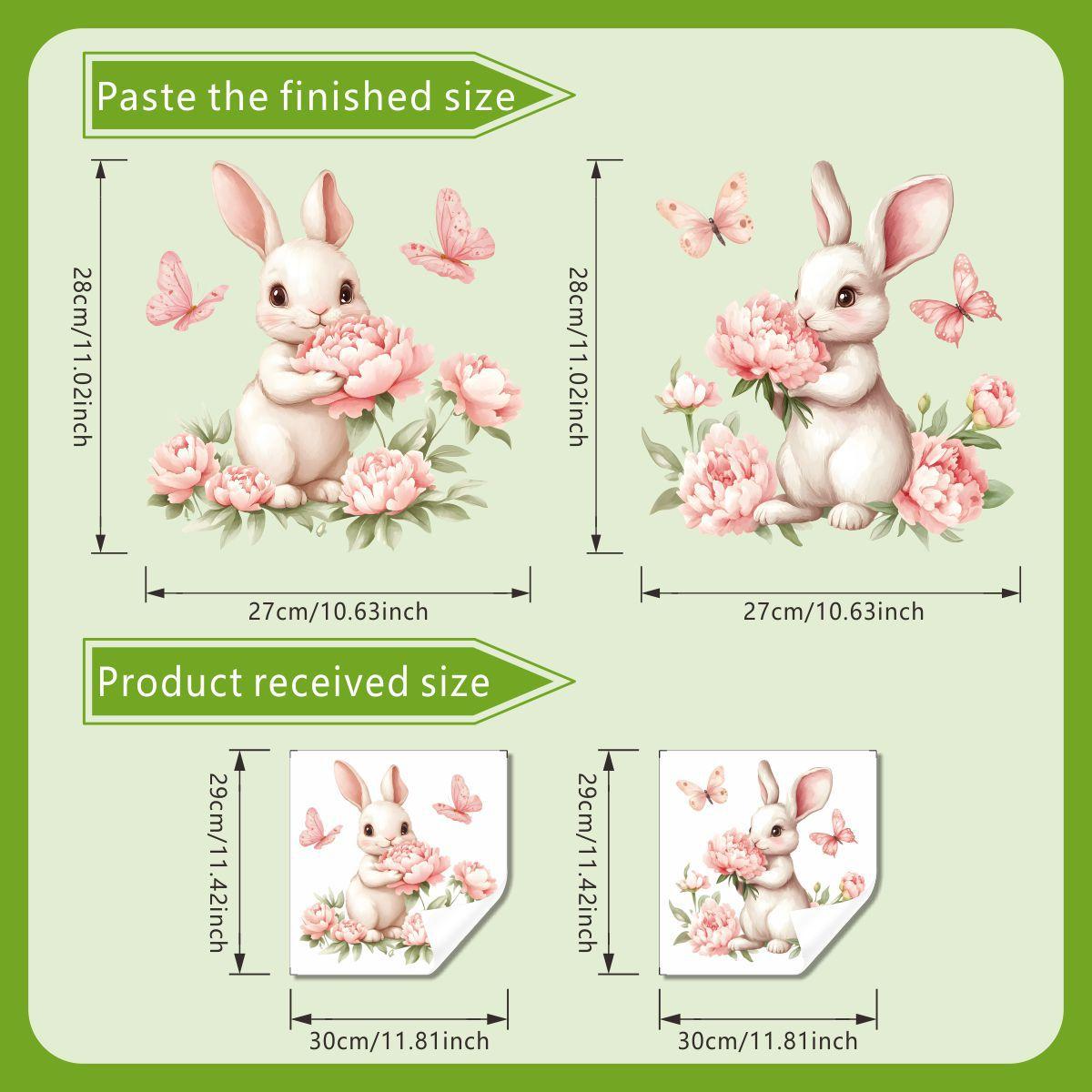 

Милые наклейки для украшения туалета с кроликом и пионом, наклейки для украшения ванной комнаты и туалета 30*30cm