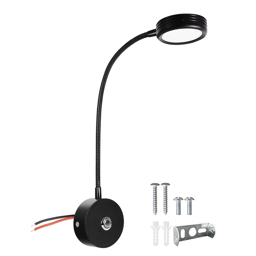 

Светодиодная лампа для чтения в автофургоне, DC12-24 В, регулируемая яркость, 3 цветовых режима, гибкий настенный светильник с гусиной шеей, зарядное устройство USB для автофургона, лодки, кемпера, фургона, прикроватная тумбочка