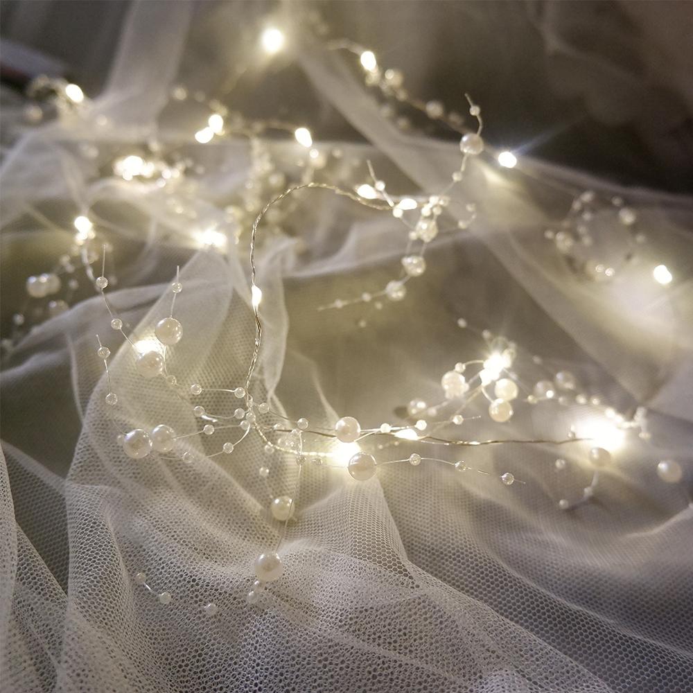 Battery Pearl LED Lights, Pearl LED Copper String Lights Fairy Lights, Wedding Family Party LED Lights, Christmas Decoration Lights