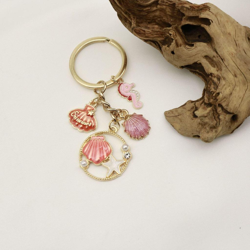 Ocean Charm Keychain: Starfish, Shell, Dolphin, Turtle, Mermaid Tail Pendant
