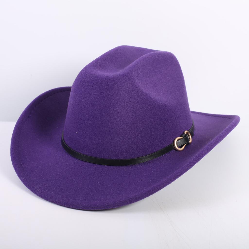 Popular European and American Fashion OL Style One-word Cowboy Hat Men's and Women's High-end Top Hat Jazz Hat Felt Hat