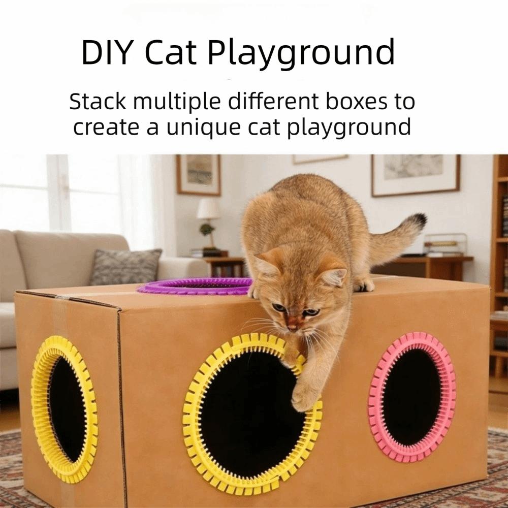 Soft Tooth Cat Self Groomer Hair Reduction Cat DIY Rubbing Ring Grooming Tunnel Cat House