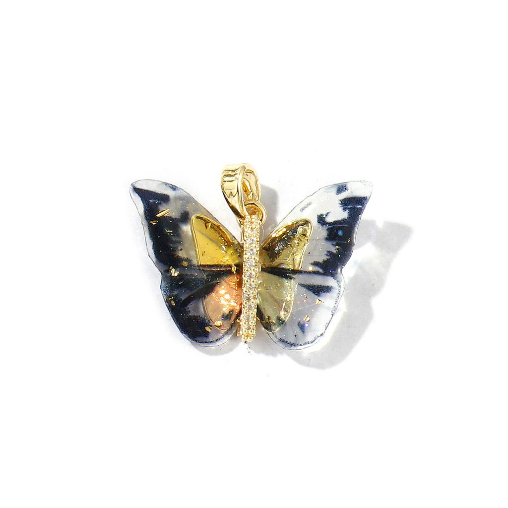 1 Piece Resin Insect Charm 18K Gold Plated Butterfly Animal Brass Pendants For DIY Necklace Bracelet Jewelry Making 24mm x 20mm