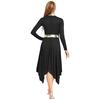 Womens Worship Dance Dress Metallic Patchwork Long Sleeve Irregular Hem Tunic Lyrical Performance Gown
