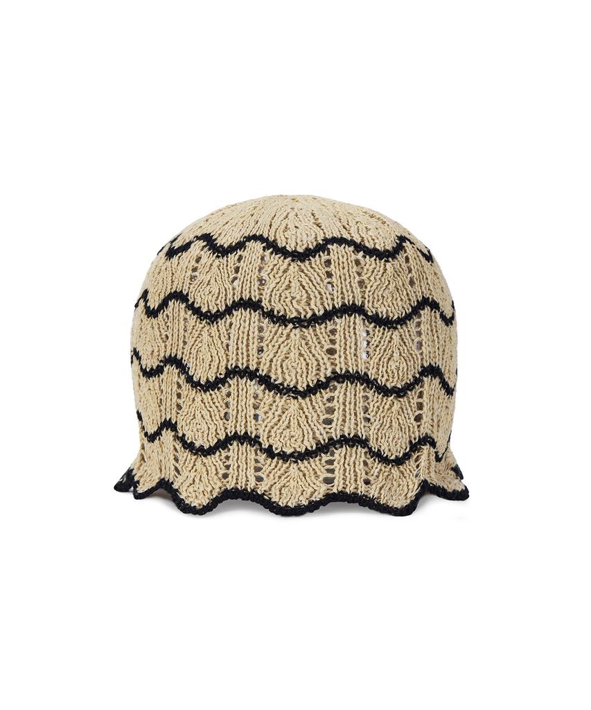 Bajal Va Label Wave Line Beanie Beige