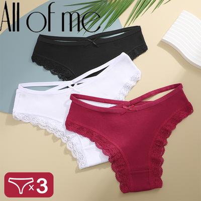 3PCS/Set Cotton Briefs Women Mid Waist Panties Sexy Underwear Ladies Lingere Straps Bow Panties Underware Comfortable Womens
