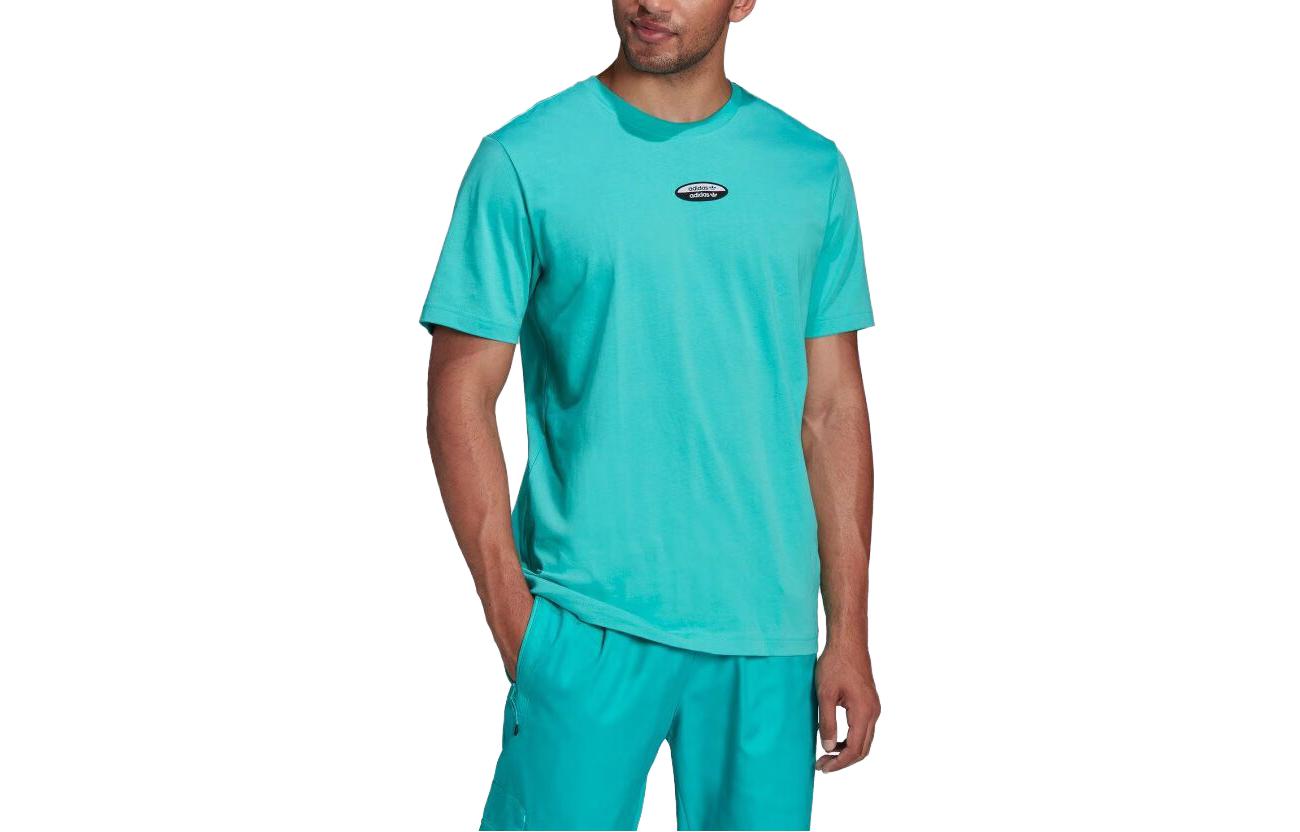 Adidas T Shirts Men s Teal Crew Neck Moderate Straight Fit HC9493 54