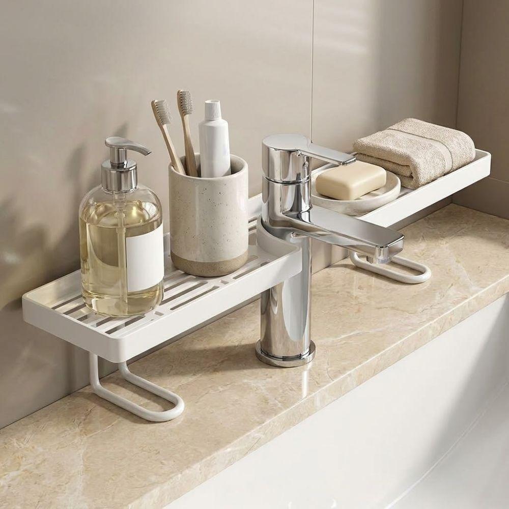 Scaffale Universale per Bagno Drenaggio Acqua Portascopa Drenante Cucina Scaffale Portaoggetti per Rubinetto Doccia