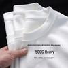 500G Heavyweight Men's Long Sleeve T-Shirt, Small Neckline Loosely Fit, Pure Cotton for Autumn/Winter