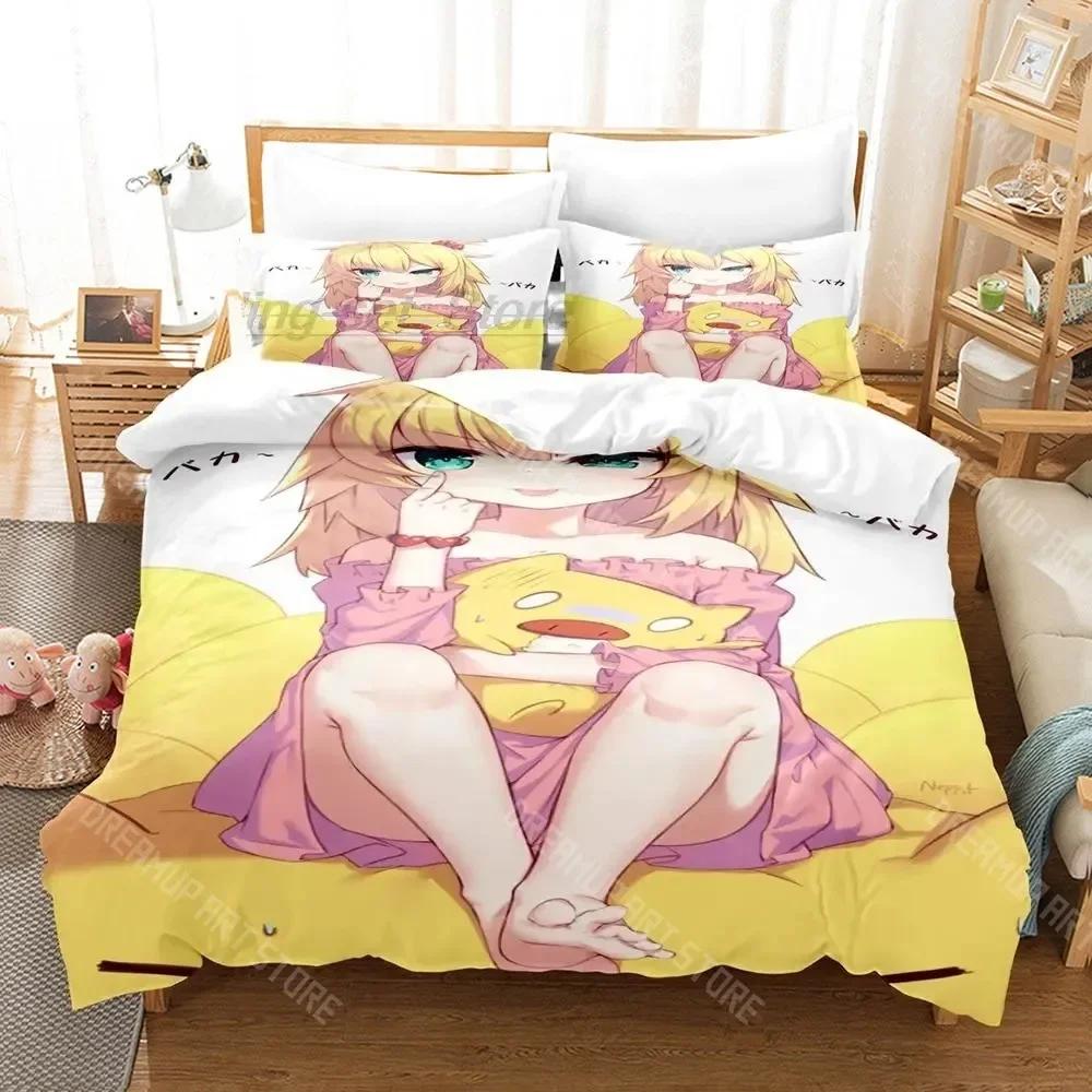 

3D Print Ookami Mio Bedding Set Single Twin Full Queen King Size Bed Set Aldult Kid Bedroom Duvetcover Sets Print Kawaii Cartoon EU Single 90x200cm