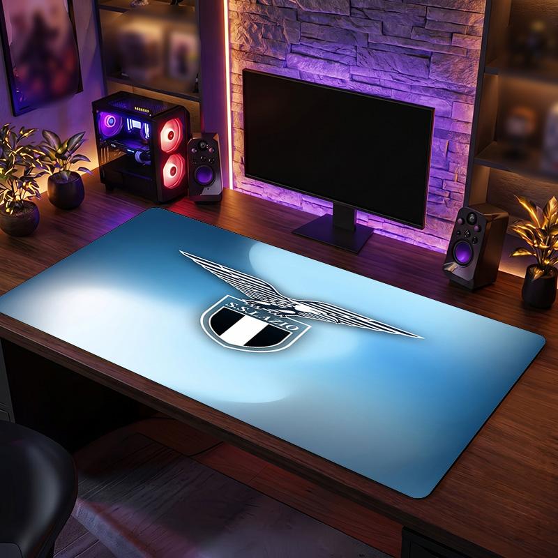 Lazio FC Theme Pattern Mouse Pad, Soccer Logo Design XXL Gaming Desk Mat Non-Slip Computer Mouse Pad
