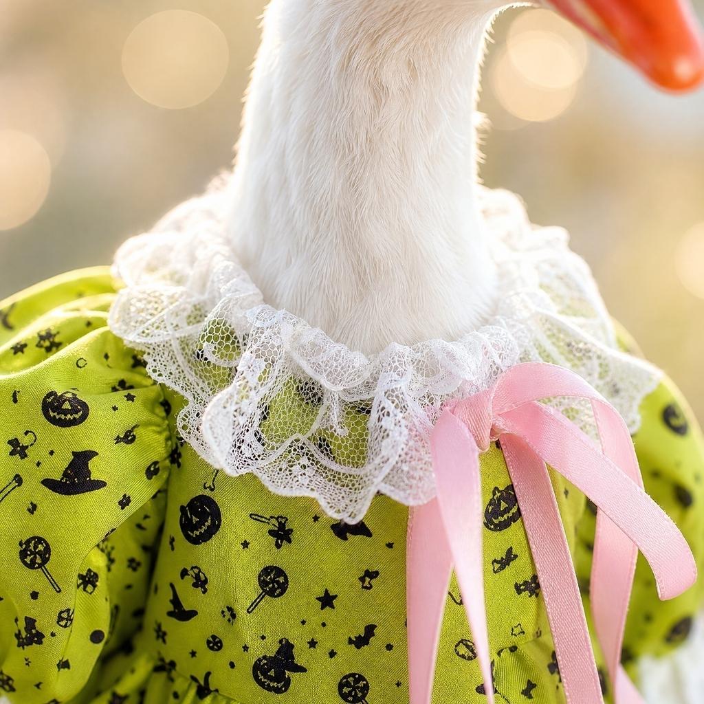 Porch Goose Outfit Holiday Costume Set with Dress and Bonnet Suitable for Indoor Outdoor Decorative Use