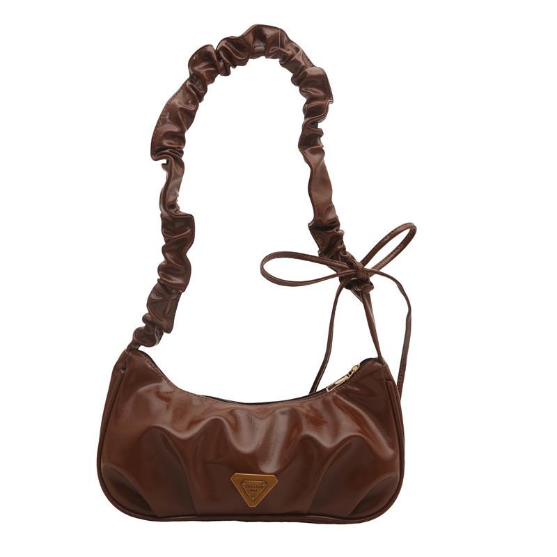 

Trendy Pu Pleated Bow Cloud Bag Shoulder Bag With Zip Closure For Use Casual коричневый