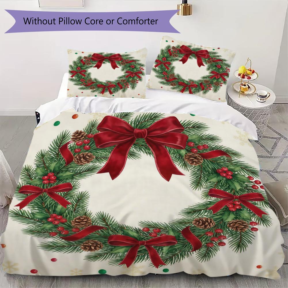 Wreath Decorations Pattern Bedding uilt Set uilt Cover Pillowcase Home Decoration Birthday Gift (1 * duvet cover + 2 * pillowcase without core)_XIA