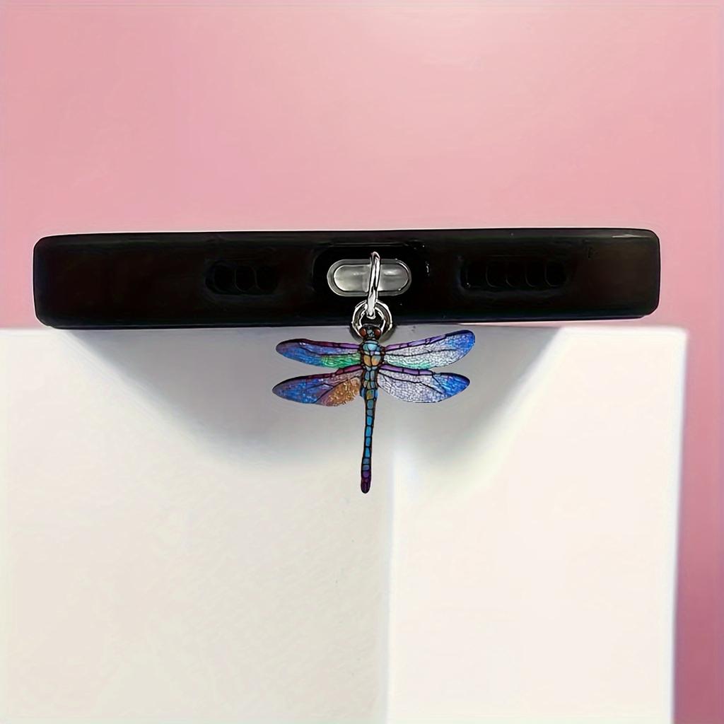 1pc 2D Dragonfly Design Acrylic Dust Plug for IPhone/Type-C Android, Transparent Mobile Phone Connector Cap, Easy Installation
