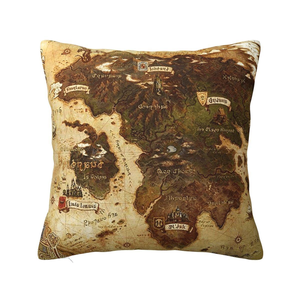 Eorzea Ffxiv Map Square Pillowcase Pillow Cover Polyester Cushion Decor Comfort Throw Pillow for Home Car 30X30cm