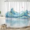 Japanese Style Plum Blossom Flying Crane Wave Pattern Shower Curtain, Washable Bathroom Waterproof Shower Curtain With 12 Hooks