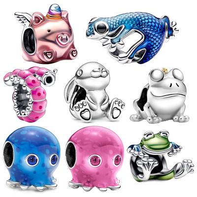 Liebliche Kupfer Kleine Kaninchen&Schweine&Eidechsen&Oktopusse&Insekten&Frösche Charms Passend für Markenarmband Kindergeschenk Schmuck