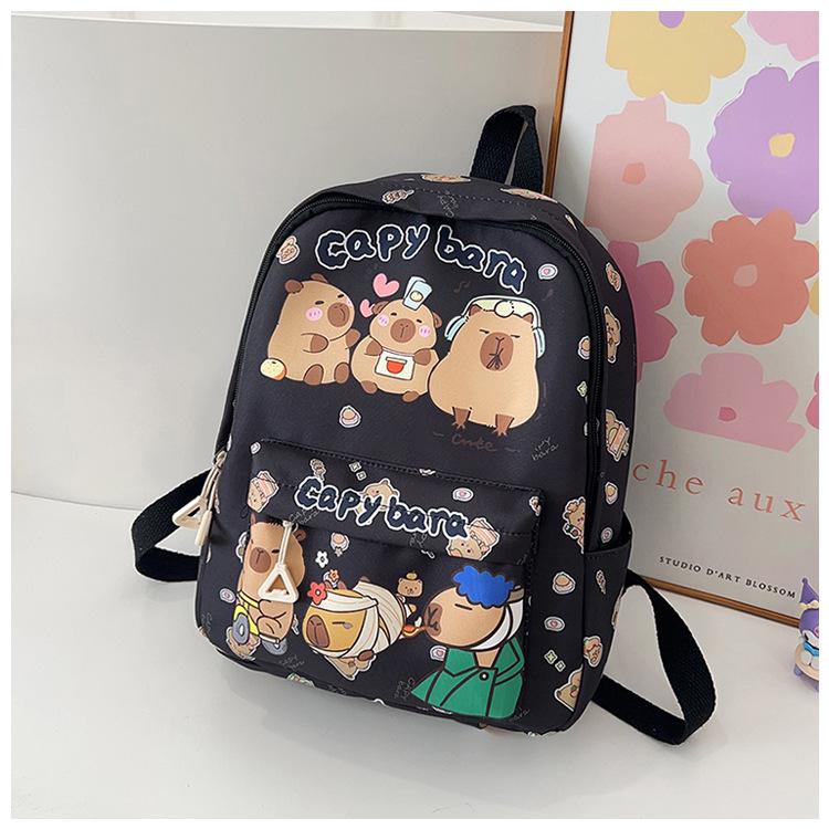 

Stylish Capybara Print Backpack for Kids - Elementary & Kindergarten Use One Size чёрный