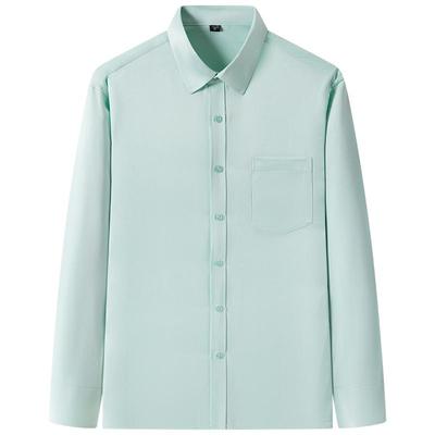 Camisas lisas para hombre, camisa de vestir masculina Regular de manga larga antiarrugas sin planchado con bolsillo en el pecho, cuello vuelto