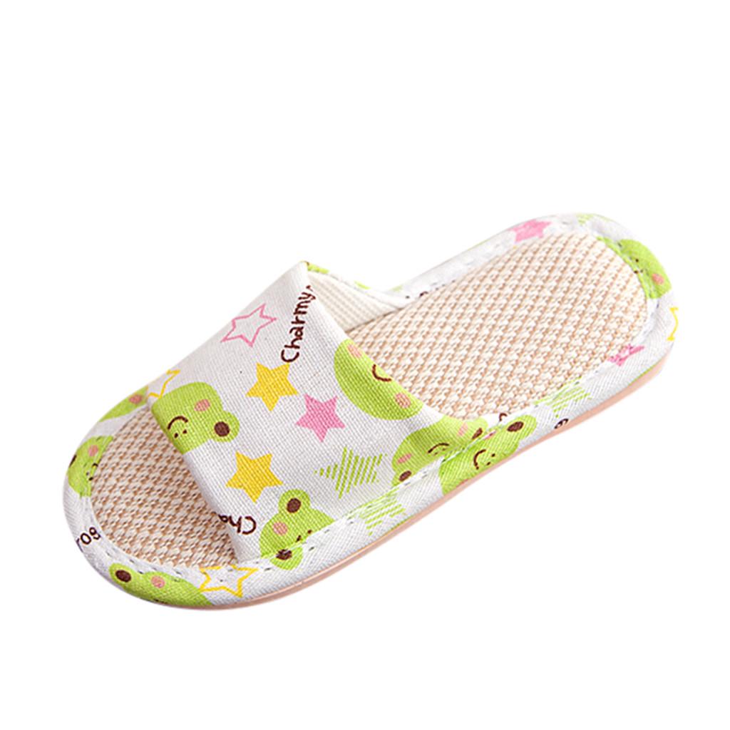 Toddler Infant Kids Girls Boys Unisex Cartoon Linen Slippers Breathable Shoes