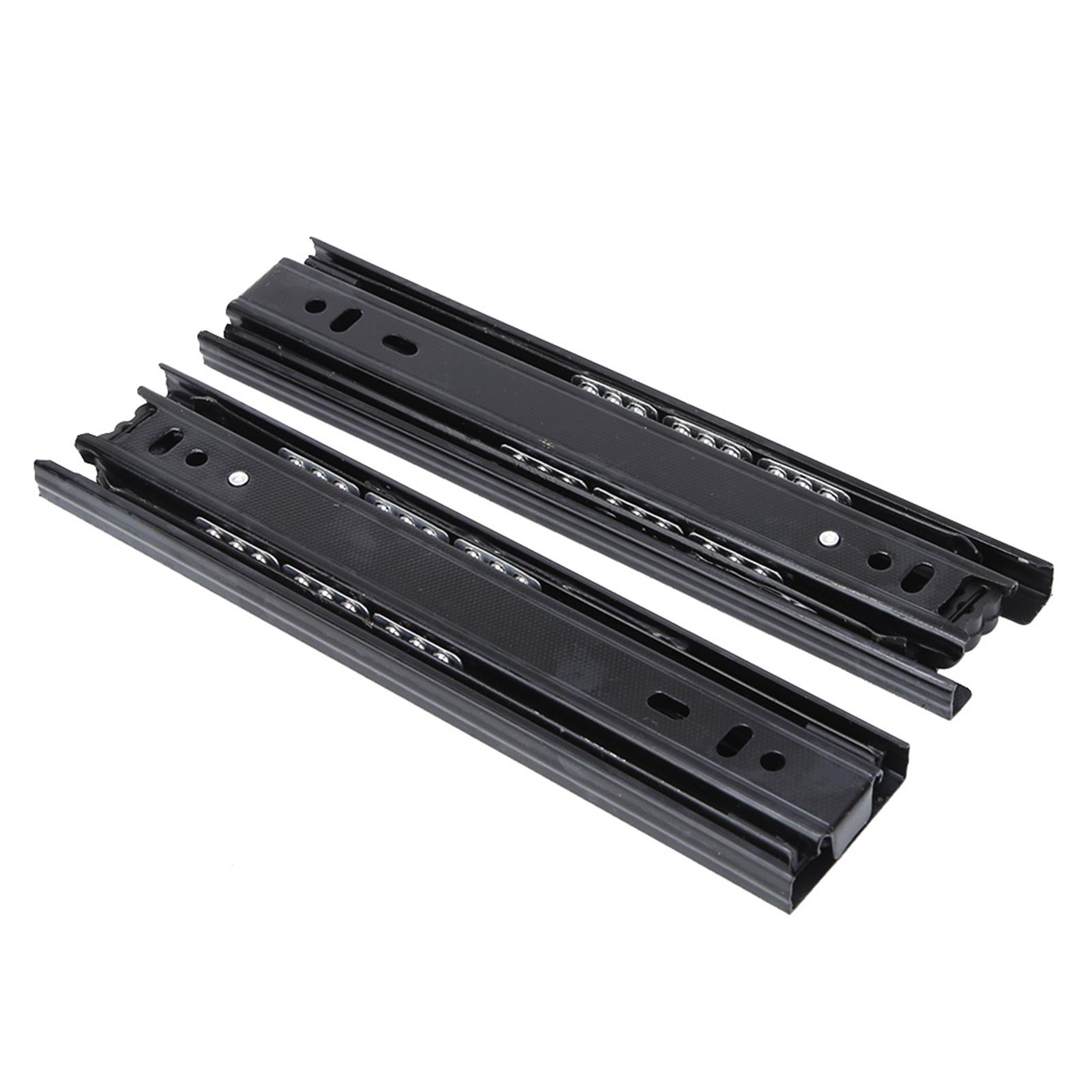 

1 Pair Cold Rolled Steel Black 8 Inch Drawer Sliding Rail with 3 Section Ball Bearing