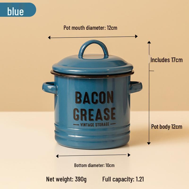 Retro Mini Enamel Stew Pot & Seasoning Jar with Lid - Double-Eared, Food Grade Storage Can