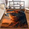Lion Print Carpet with Sunset Design, Bold Animal Rug for Home Decor Suitable for use as an anti-slip for living room bedroom sofas