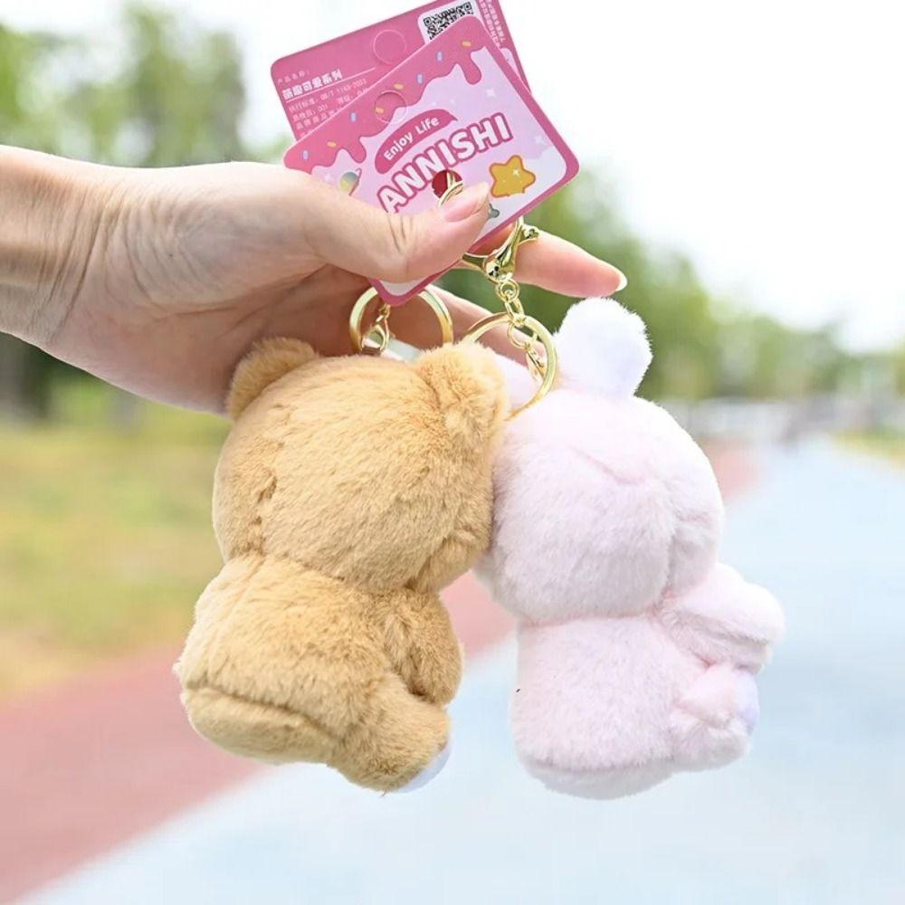 Bear Plush Animal Keychain Animal Hugging Series Plush Doll Keyring  Doll Machine Prize