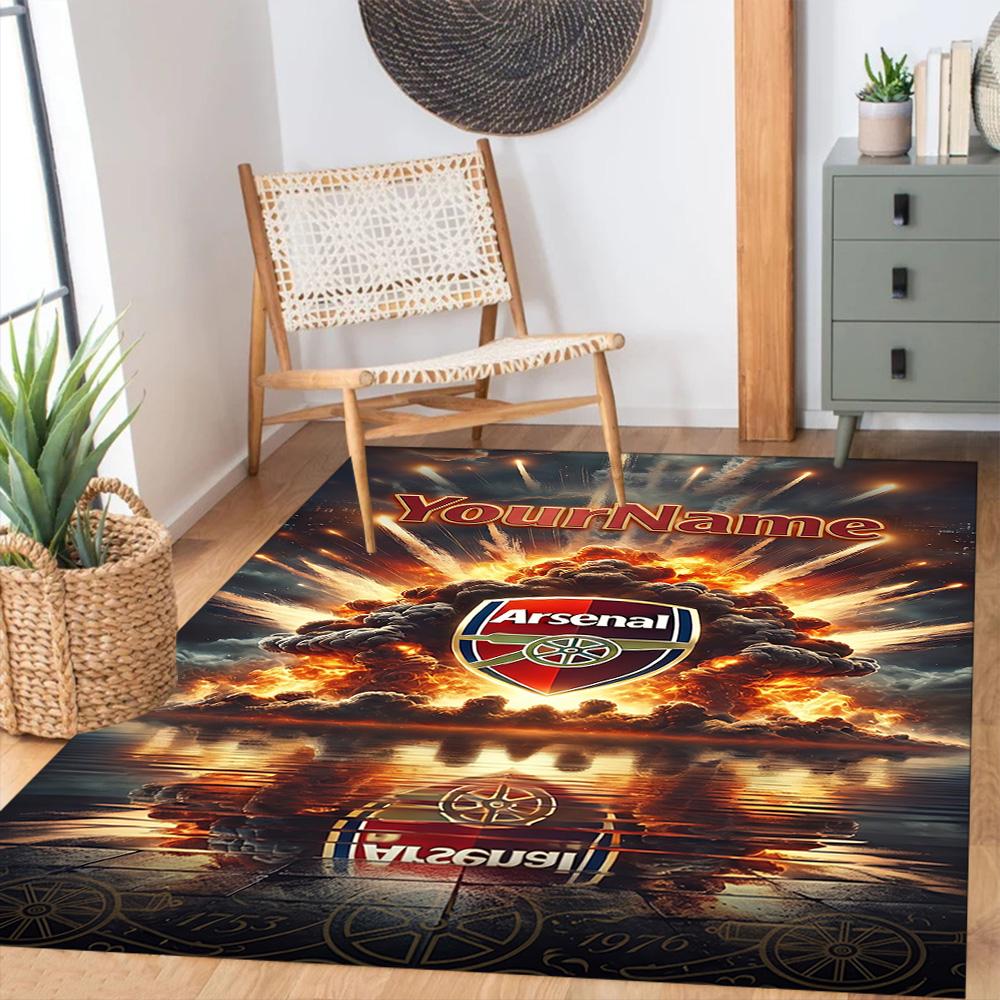 Arsenal Personalized Name Area Rug Perfect for Game Room Balcony Playrooms Entryway Antislip Carpet Anime Office Decor Birthday/Christmas Gift