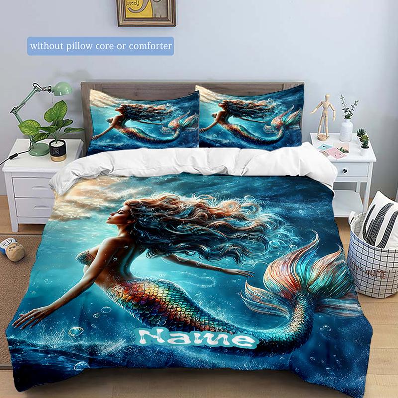 Mermaidofthedeepsea Customize Your Name Duvet Coversoftbedding Set For Bedroom Guest Room And Dorm Decoration Threepiece Set Includes 1 Duvet Cover 2