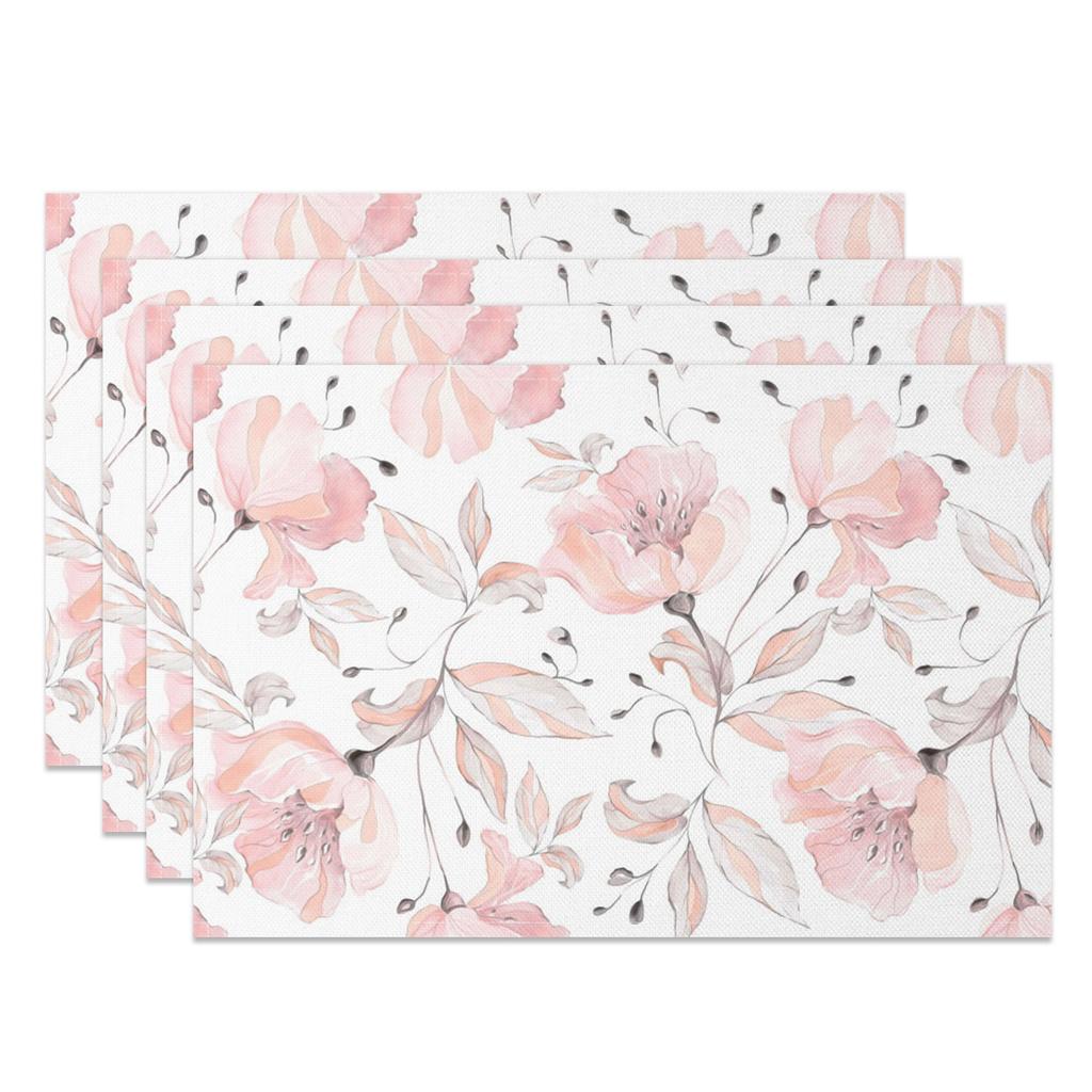 Bohemian Floral Placemats Delicate Daisy Rose Design Elegant Aesthetic Washable Table Mats for Dining Kitchen Tea Party Decor