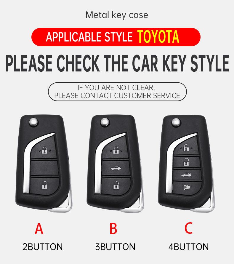 2 3 4 Buttons Car Key Case Cover For Toyota Hilux Corolla Avensis Prado Fortuner Rav4 Zinc Alloy Leather Flip Remote Protection